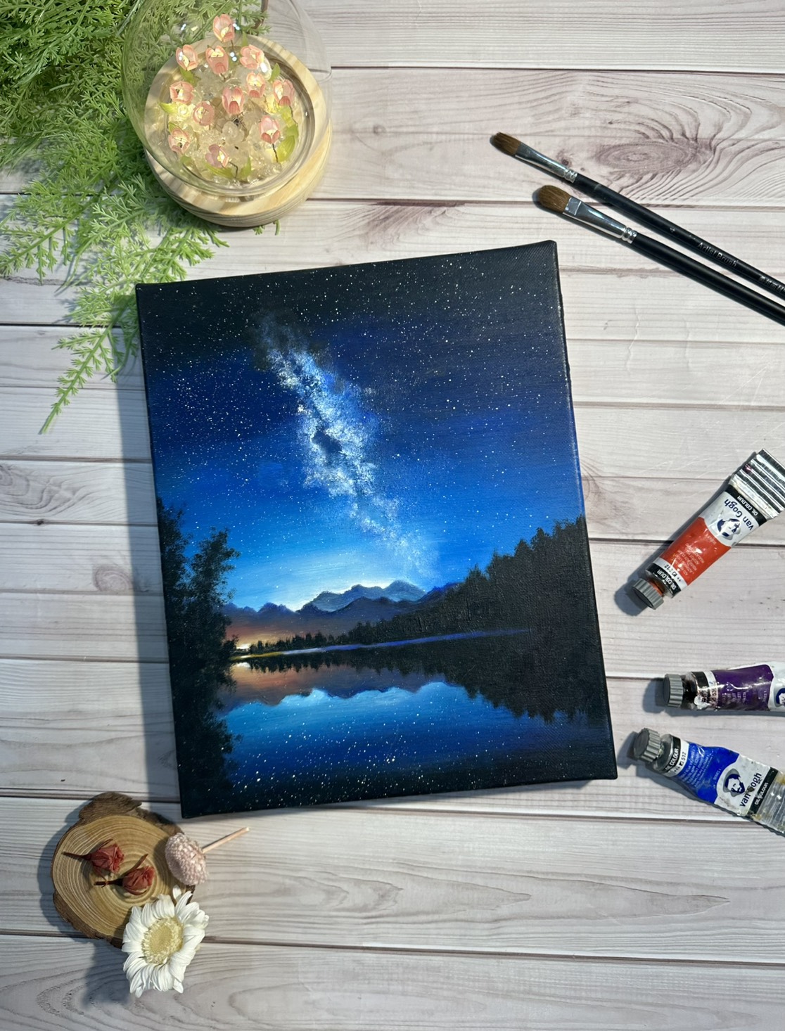 壓克力星空湖景作品