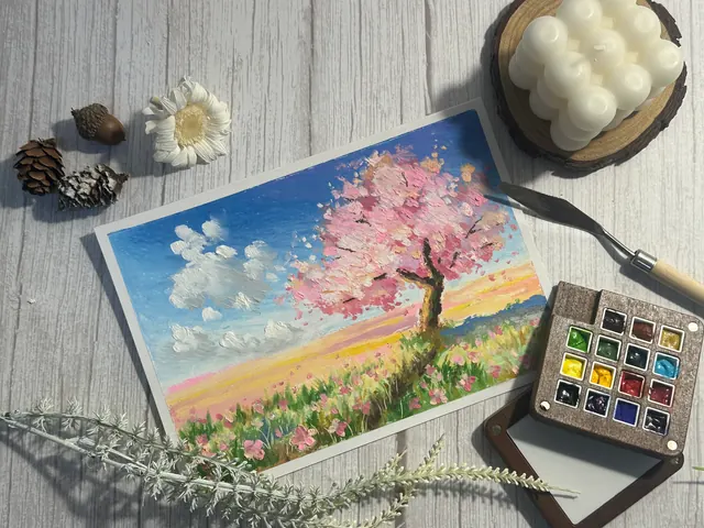 櫻花樹｜油性粉彩作品