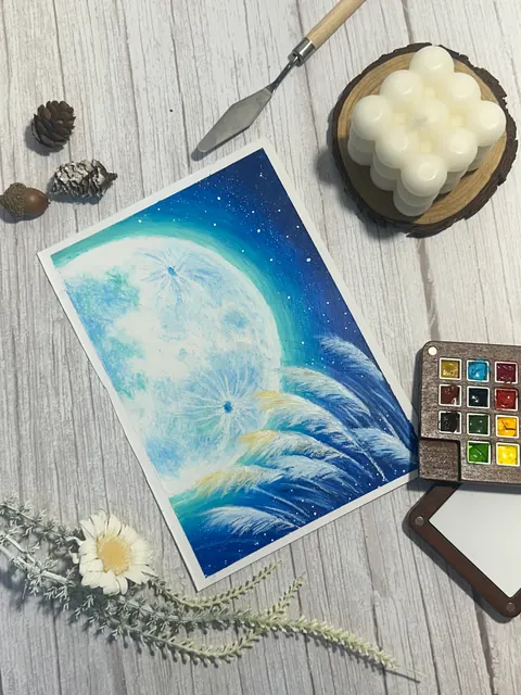 無光害的夜晚｜油性粉彩作品