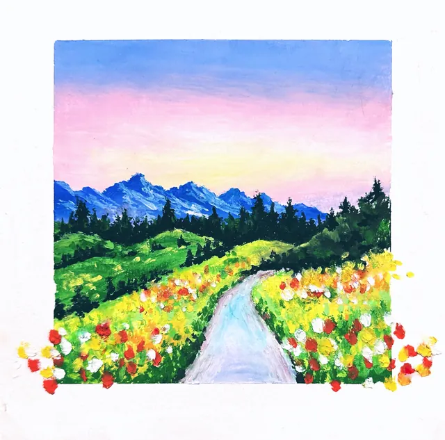 山徑花野｜油性粉彩作品
